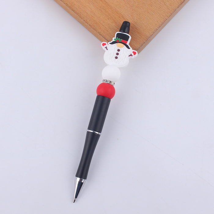 Wholesale Cartoon Christmas Santa Claus Silicone Plastic Bead Pen JDC-PN-GuangTian011