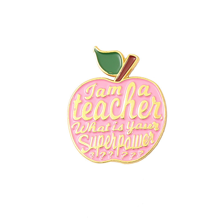 Wholesale Alloy personalized letters,  four-color apple brooch