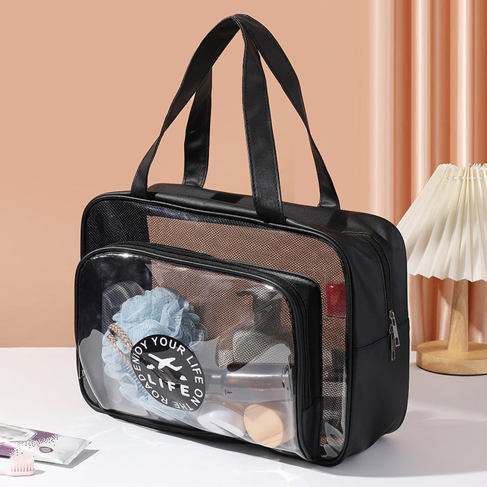 Wholesale PVC wash bag, hand-held single shoulder dry wet separation bag, waterproof makeup and wash storage bag