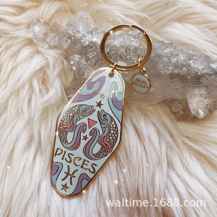 Wholesale 12 Zodiac Signs Alloy Keychain Stylish Car Key Accessory MOQ≥5