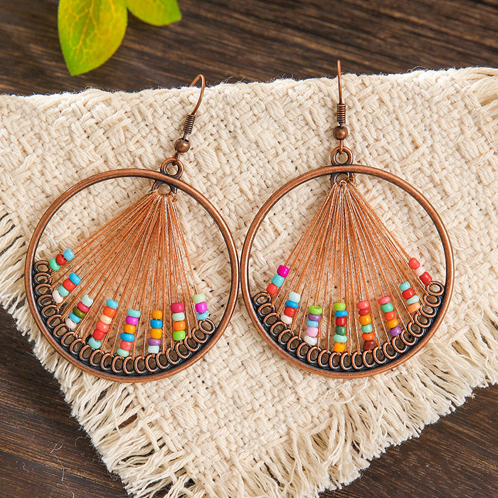 Wholesale 2pcs Bohemian ethnic style colorful large earrings