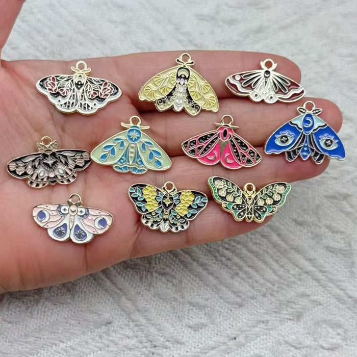Wholesale 10pcs Colorful Alloy Butterfly and Moth DIY Bracelet Necklace Keychain Pendant