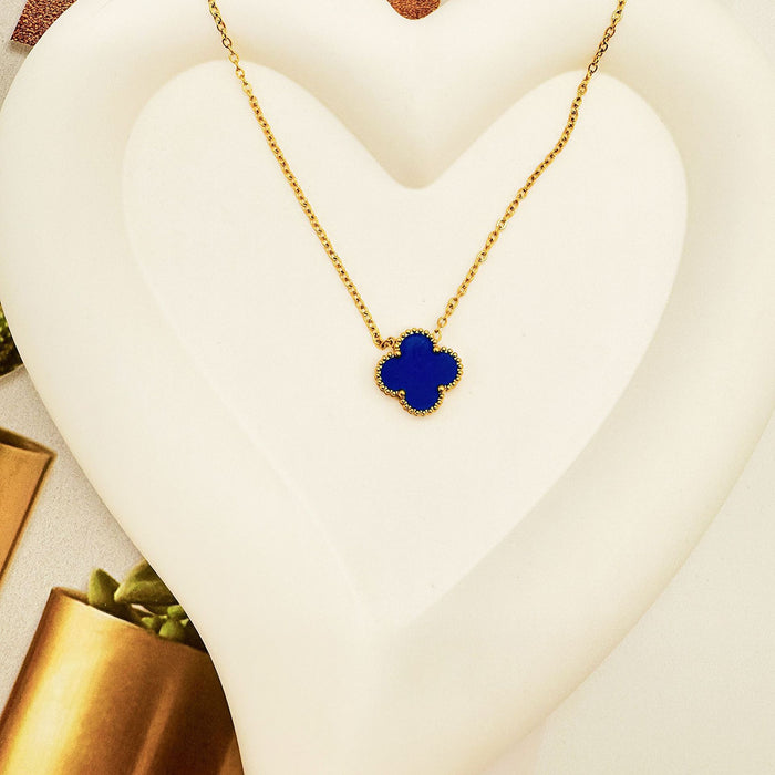 Wholesale Stainless steel double-sided mother of pearl clover necklace with light luxury and high-end feel