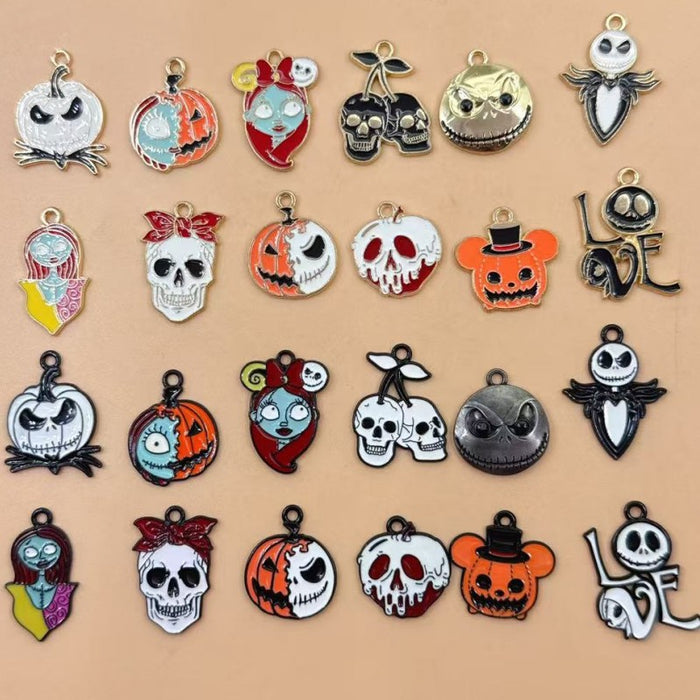 Wholesale 10pcs  Series DIY Festival Decorations Witch Pendant Tombstone Hair Tie Spray-Painted Pumpkin Hanging Ornament