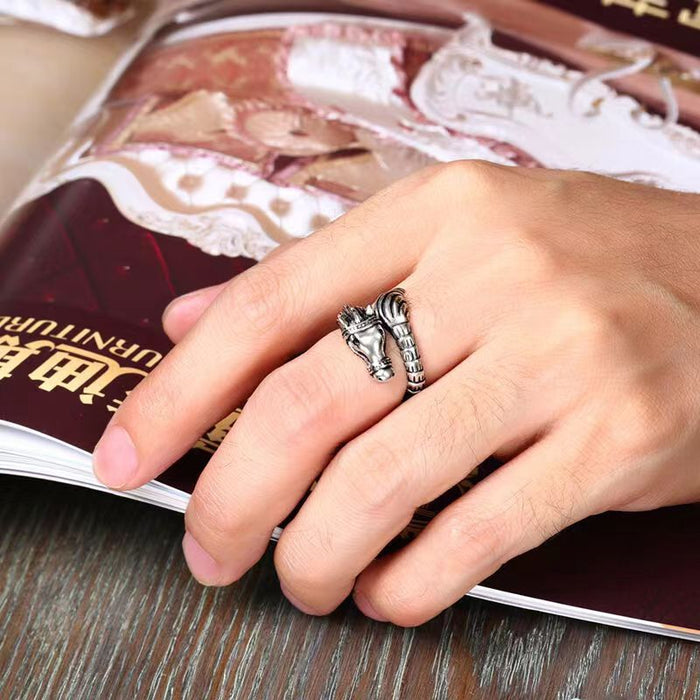 Wholesale New Personalized Alloy Ring with Exaggerated Opening, Retro Fashion Jewelry