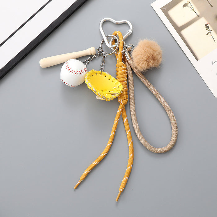 Wholesale Leather bow heart pendant luggage keychain lanyard accessories single buckle tassel pendant accessories