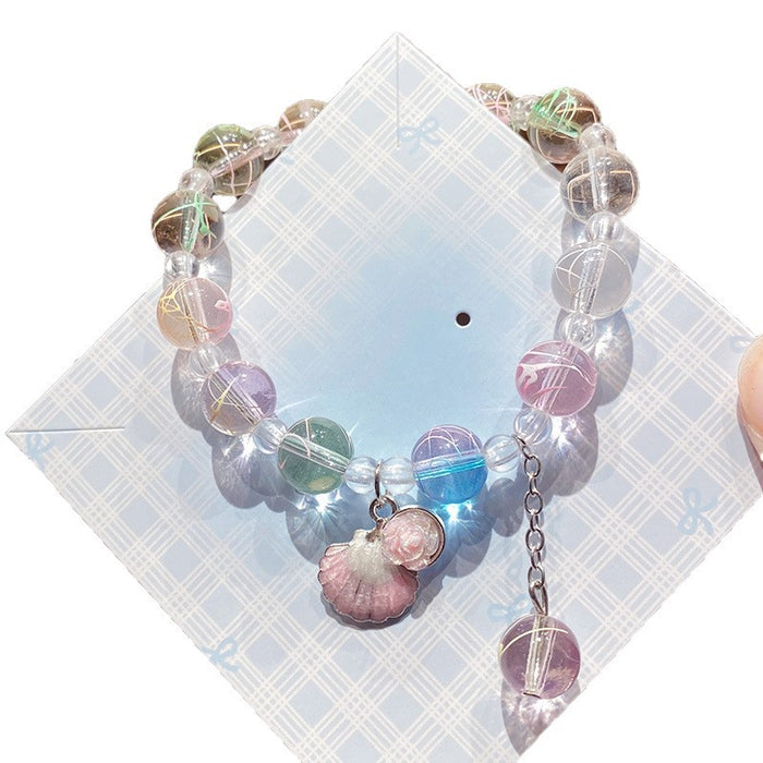 Wholesale Colorful Shell Flower Glass Beaded Bracelet - Kids Fashion Jewelry Accessory MOQ≥3