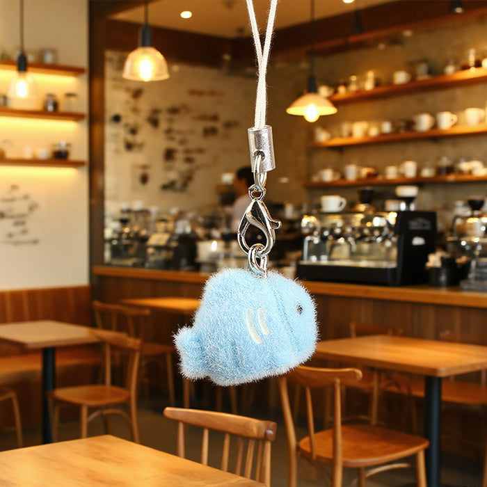 Wholesale Cute Cartoon Flocked Ocean Fish Mobile Phone Bag Charm Keychain