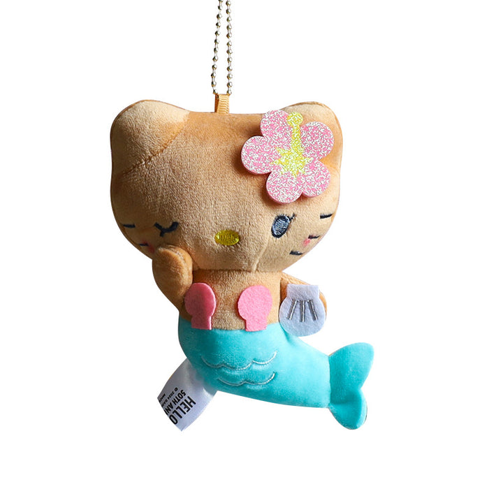 Wholesale Hawaiian cat Bag Pendant Plush Doll  Anniversary Mermaid Doll Cute Pendant