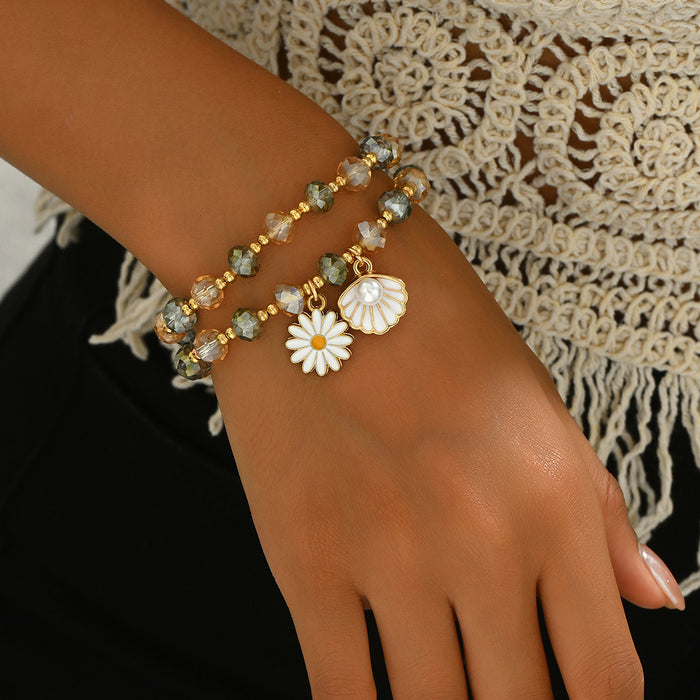 Wholesale jewelry fashion vintage glass beads beaded shell bracelet