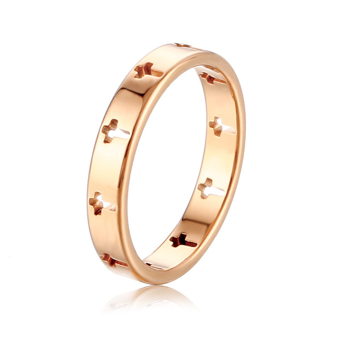 Wholesale Cross-shaped openwork ring  stylish and simple index finger ring  light luxury titanium steel