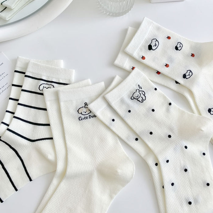 Wholesale Socks, mid tube women's socks, thin mesh, cute cartoon socks, cotton socks