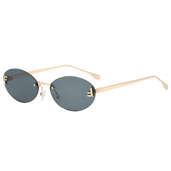 Wholesale Frameless sunglasses, round retro small frame sunglasses, fashionable metal