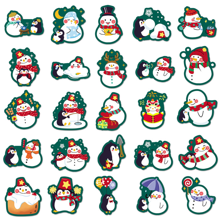 Wholesale 50pcs Snowman Graffiti Sticker Cartoon Cute Hand-painted Christmas Decoration Phone Case Water Cup Waterproof Sticker