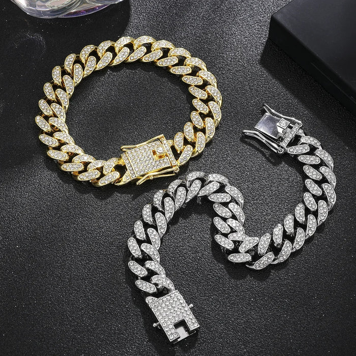 Wholesale Alloy Heavy Industry Full Diamond Cuban Chain Diamond Set Necklace