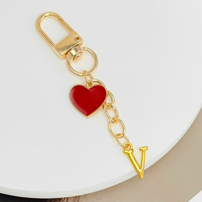 Wholesale 26-letter heart pendant Valentine's Day keychain