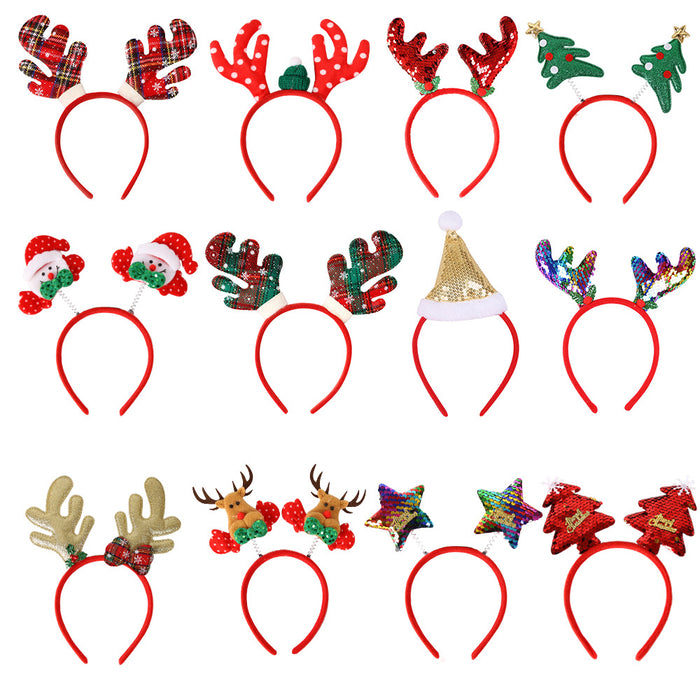 Wholesale Christmas headband elk horn five star headband Christmas decorations children plastic head buckle party decoration supplies