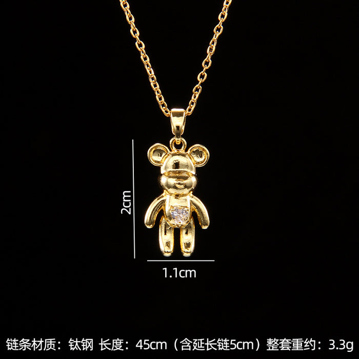 Wholesale fashion zircon love bear pendant small necklace