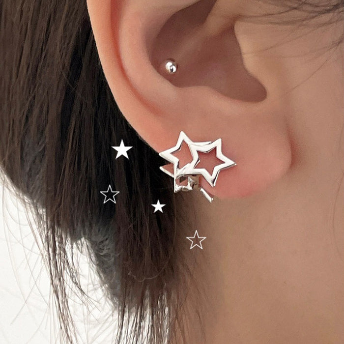 Wholesale Star Ear Buckle Earrings Niche Design Simple Hollow Star Earrings