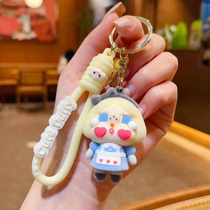 Wholesale key chain flocking girl bag hanging accessories