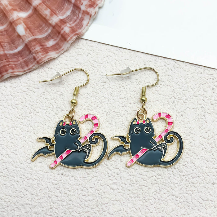 Wholesale Halloween Kitten Alloy Earrings JDC-ES-Oulu002