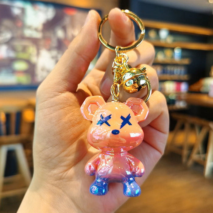 Wholesale Rubber Cartoon Doll Gradient Graffiti Bear Keychain JDC-KC-Tingm186