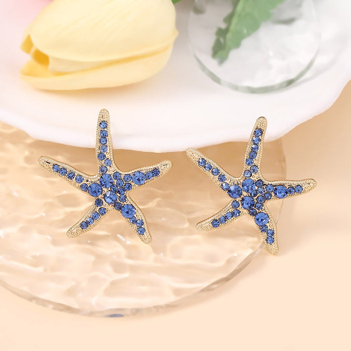 Wholesale Rhinestones Starfish Earrings JDC-ES-YueLi002