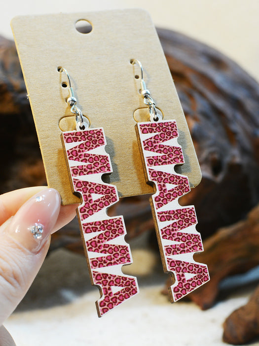 Wholesale Mother's Day Wooden Single Sided Printed Wood Earrings JDC-ES-ChenChen004