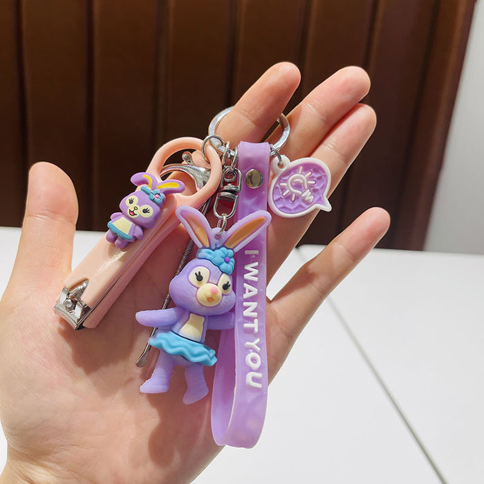 Wholesale  Silicone Doll Spaceman Keychain Pendant Bag  Nail Clipper Ear Digging Spoon Keychain