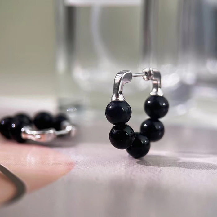 Wholesale Original New Product Earrings Full Body Pure Silver Ear Buckle High End Feeling Light Luxury Wind Agate Earrings Wholesale