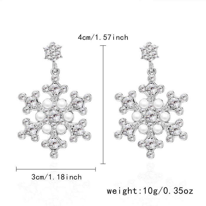 Wholesale Christmas Ornaments Diamond Snowflake Earrings