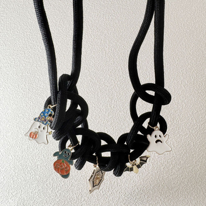 Wholesale Halloween Pumpkin Ghost Braided Cloth Necklace Creative Funny Trendy Jewelry Accessory MOQ≥5
