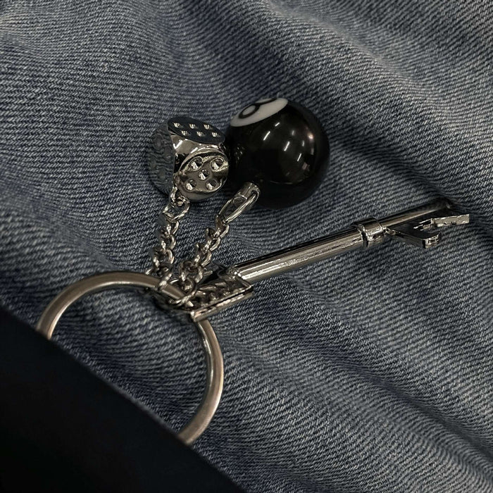 Wholesale Metal Keychain Black and White Dice Waist Accessories Key Pendant