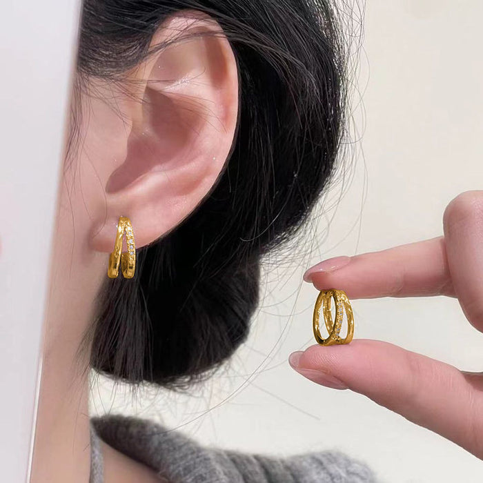 Wholesale Stainless Steel Fashion Simple Gold-plated Oil Drop Earrings