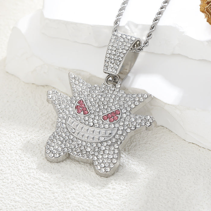 Wholesale Personalized cartoon pendant necklace with diamond inlaid Cuban chain jewelry