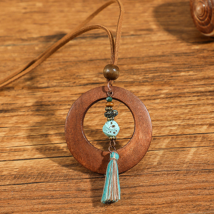 Wholesale Ethnic Literary Retro Tassel Flower Shell Necklace Fashion Accessory Gift MOQ≥2