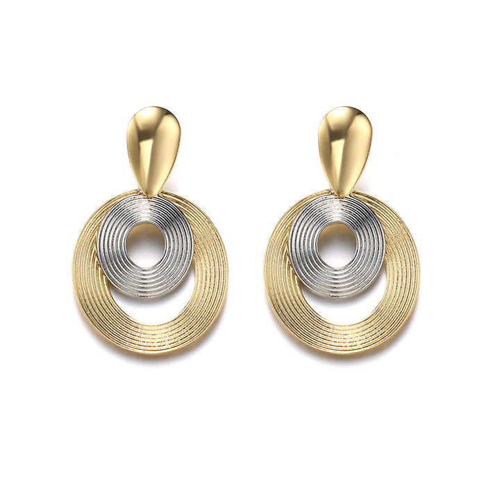 Wholesale Exaggerated alloy circle earrings with fashionable hollow geometric earrings and earrings