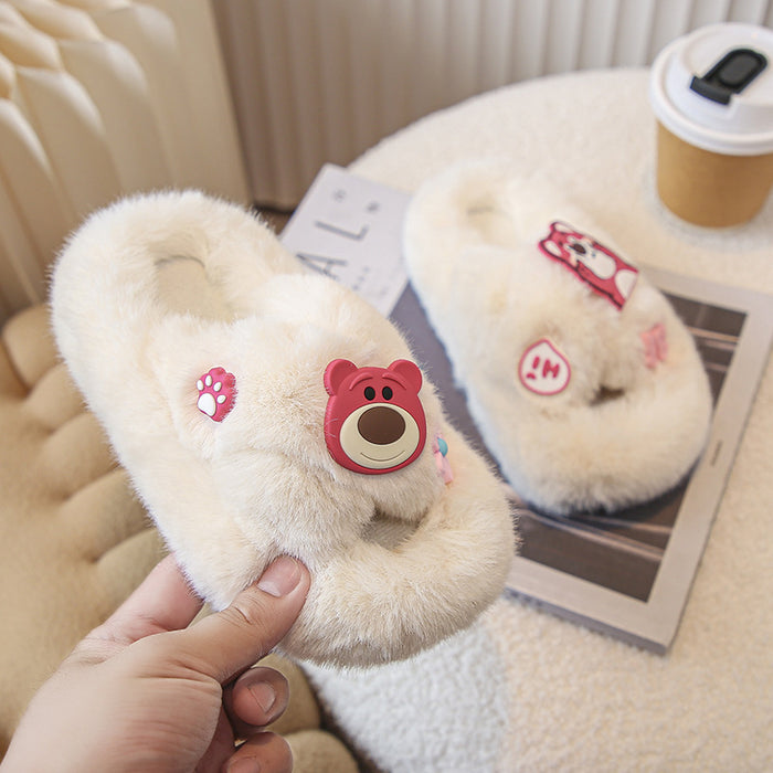 Wholesale Cartoon bear cute home thick-soled cotton-padded shoes slippers outerwear f slippers