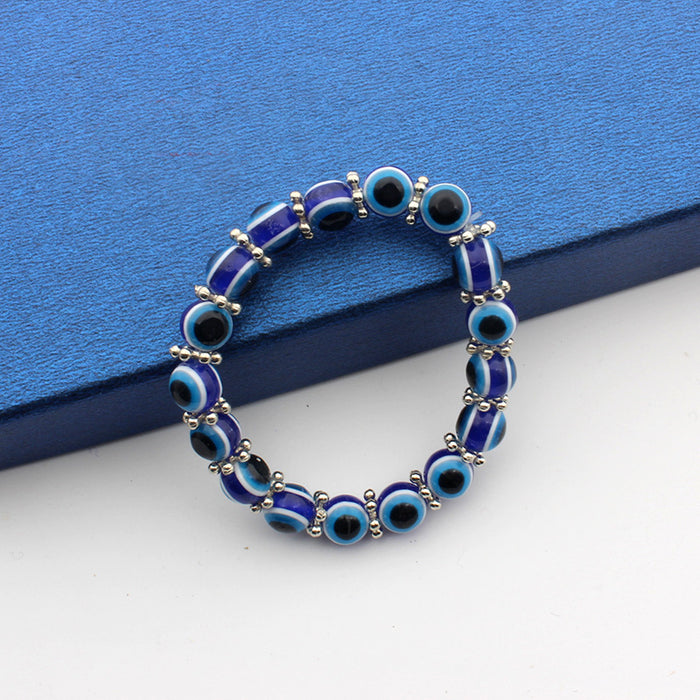 Wholesale 8mm Resin Devil's Eye Elastic Eye Bead Bracelet