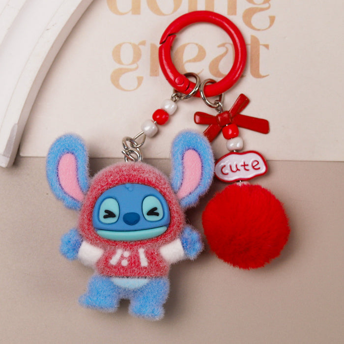 Wholesale Cute cartoon character flocked keychain
