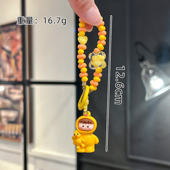 Wholesale Cartoon Doll Beaded Key Chain Cute Bag Pendant Car Decorative Chain Gift