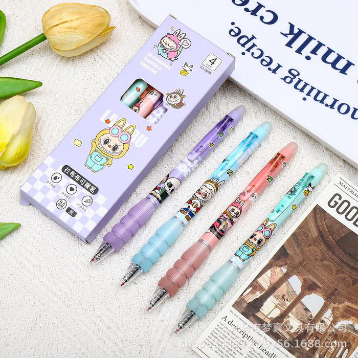Wholesale 4pcs Erasable pen,  gel pen,  side-press brush pen,  cute cartoon,  student essential pen