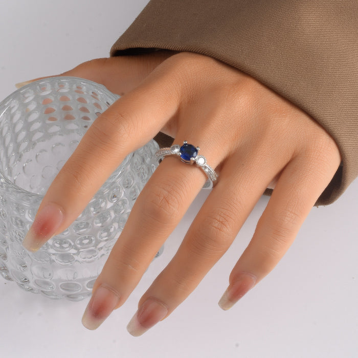 Wholesale Royal blue micro-inlaid diamond ring temperament ring female personality ring bracelet