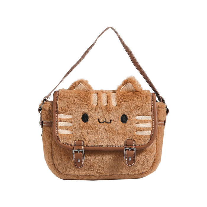 Wholesale Cat Plush Small Bag Shoulder Bag Cartoon Plush Doll Handbag Women's Bag