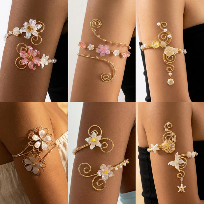Wholesale Floral Design Pearl Open Cuff Bracelet Accessory for Wedding Party Gift Boutique