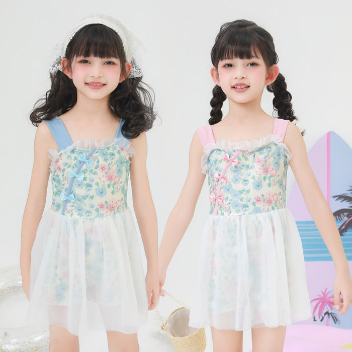 Wholesale Children's swimsuit one-piece skirt style polyester new swimsuit soaking in hot springs