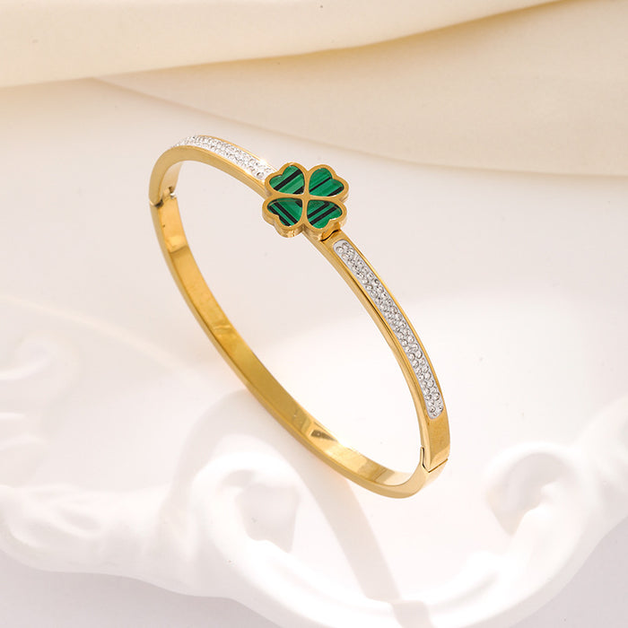 Wholesale Four-leaf clover titanium steel gold-plated bracelet