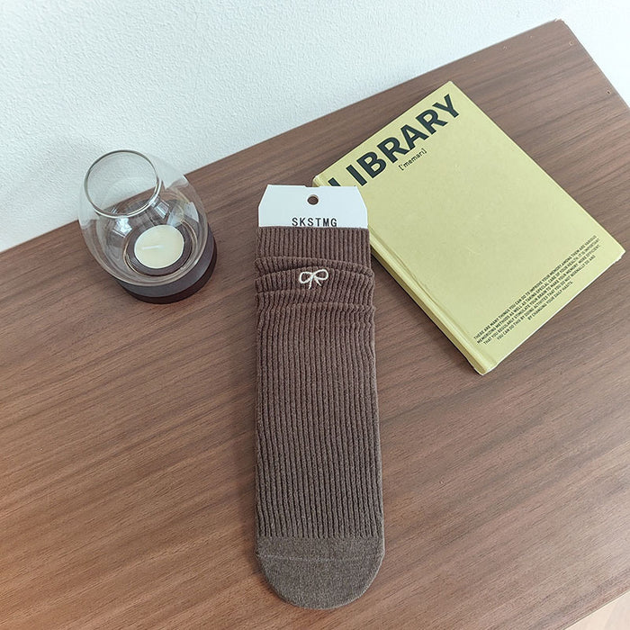 Wholesale New socks with bow embroidery, midsole, loose mouth, stacked socks