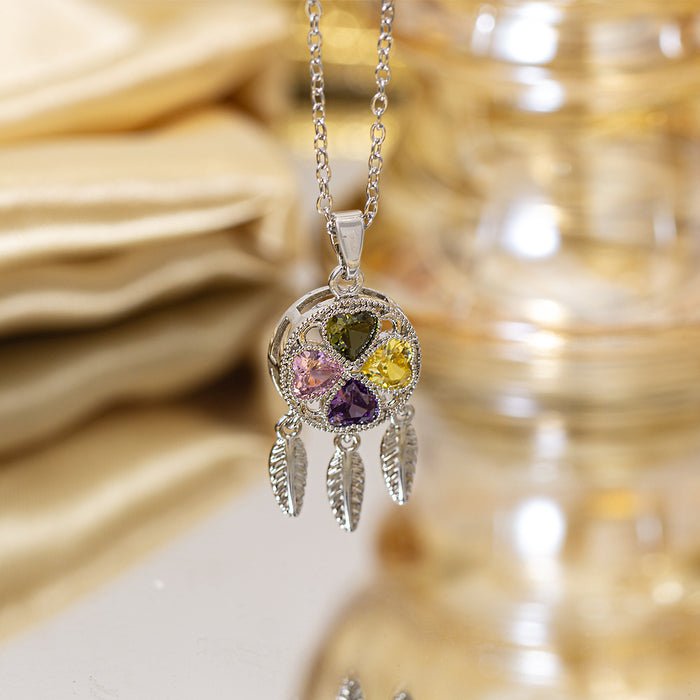 Wholesale Four-Leaf Clover Necklace Women' s Micro-Inlaid Gold Electroplated Pendant