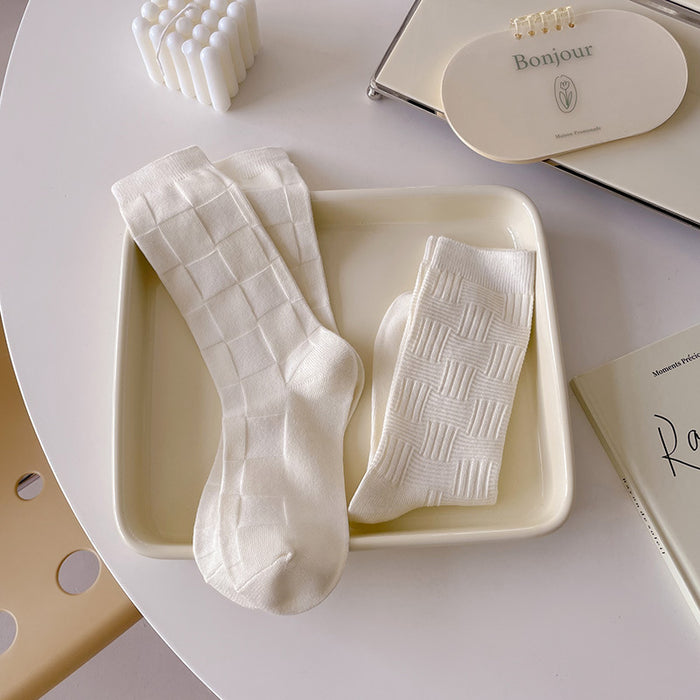 Wholesale Mid length socks, pure cotton socks, stacked socks, simple solid color long socks